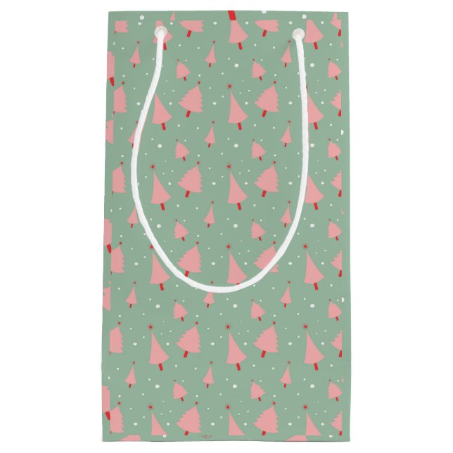 Sacola Para Presentes Pequena Árvores tiradas mão do feriado (Frente)