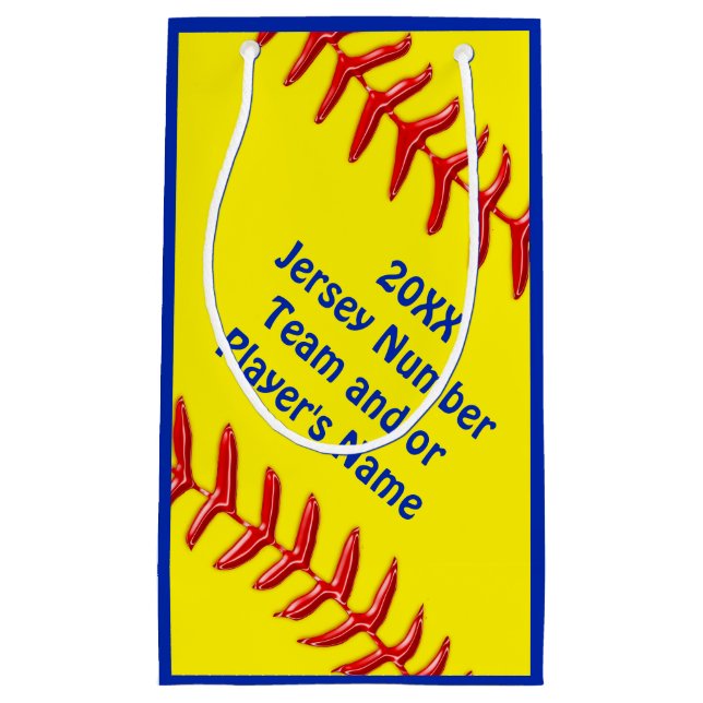 Sacola Para Presentes Pequena As bolsas personalizadas de Goodie do softball em (Frente)