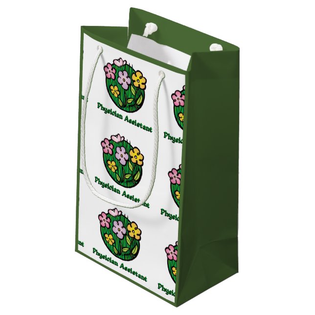 Sacola Para Presentes Pequena Assistente médico - Blooms (Verso inclinado)