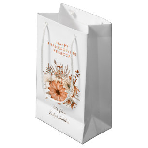 Sacola Para Presentes Pequena Autumn Foliage Flowers Feliz Nome de Ação de Graça