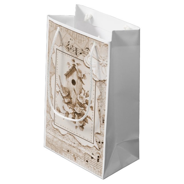 Sacola Para Presentes Pequena Aves E Chique De Casa (Verso inclinado)