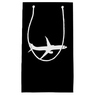 Sacola Para Presentes Pequena Avião JetLiner - Silhueta branca voando