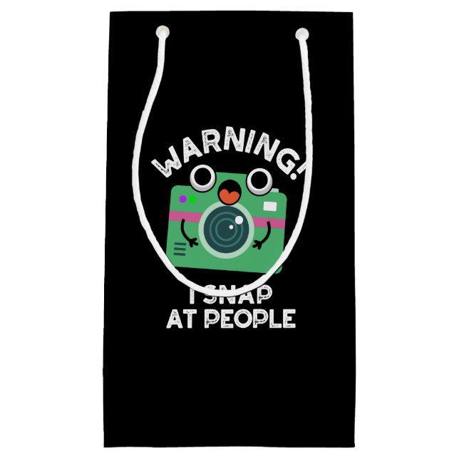 Sacola Para Presentes Pequena Aviso Que Eu Mexo No Pessoas Engraçado Câmera Pun  (Frente)