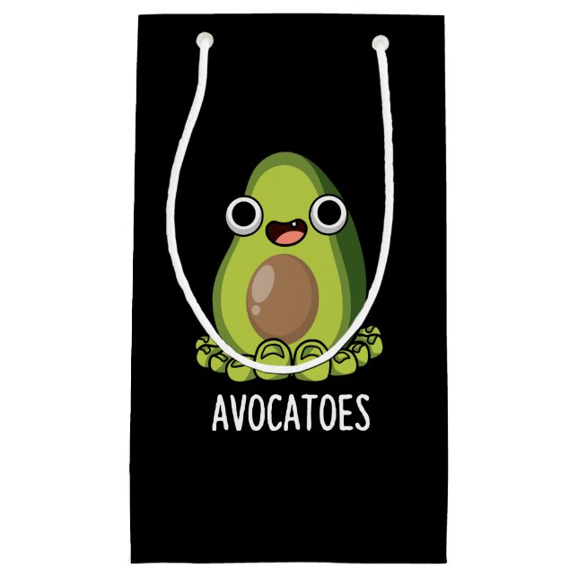 Sacola Para Presentes Pequena Avoca-toes Engraçado Avocado Puns Escuros BG (Frente)