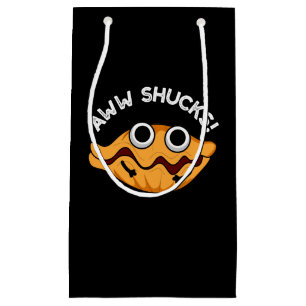 Sacola Para Presentes Pequena Aww Chucks Engraçado Oyster Pun Dark BG