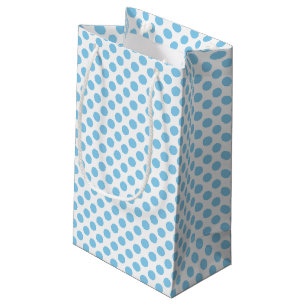 Sacola Para Presentes Pequena Azul-bebê em Bolinhas brancas de tamanho médio