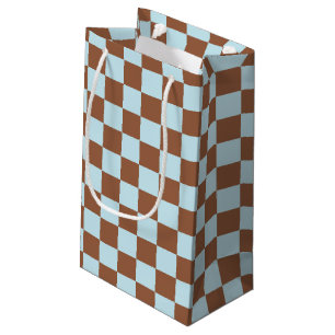 Sacola Para Presentes Pequena Azul e Marrom Pastel verificados