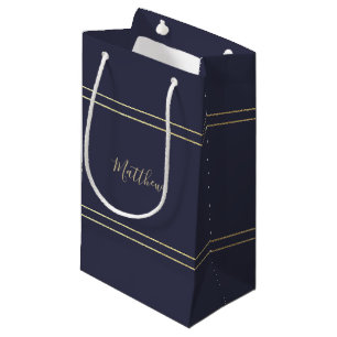 Sacola Para Presentes Pequena Azul marinho Favor do Casamento Elegante Dourado