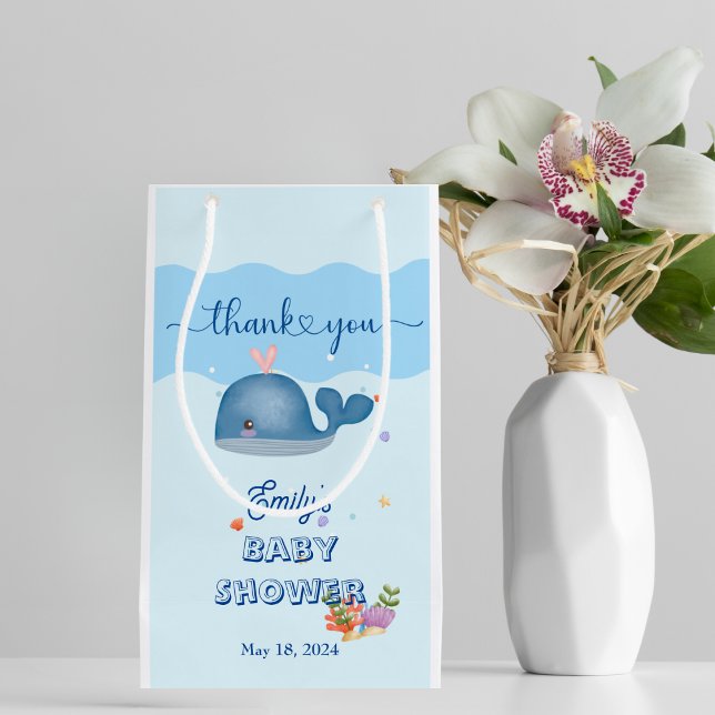 Sacola Para Presentes Pequena Azul sob o Chá do Bebê do Mar (Criador carregado)