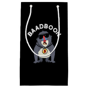 Sacola Para Presentes Pequena Baadboon Funny Bad Baboon Pun Dark BG