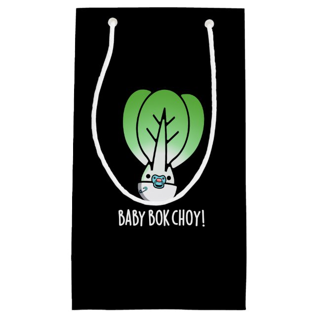 Sacola Para Presentes Pequena Baby Bok Choy Funny Veggie Pun Dark BG (Frente)