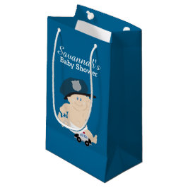 Sacola Para Presentes Pequena Baby Cop Policial Chá de fraldas Gift Bag
