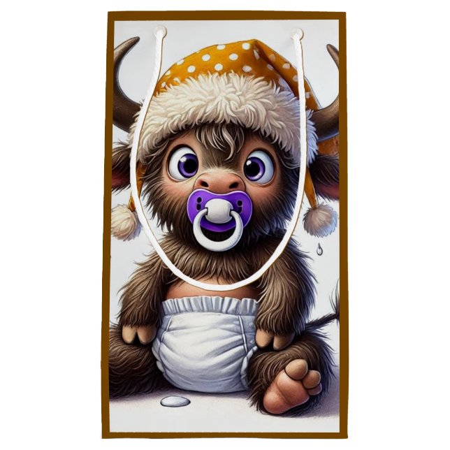 Sacola Para Presentes Pequena Baby Highland, Novo Bebê (Frente)