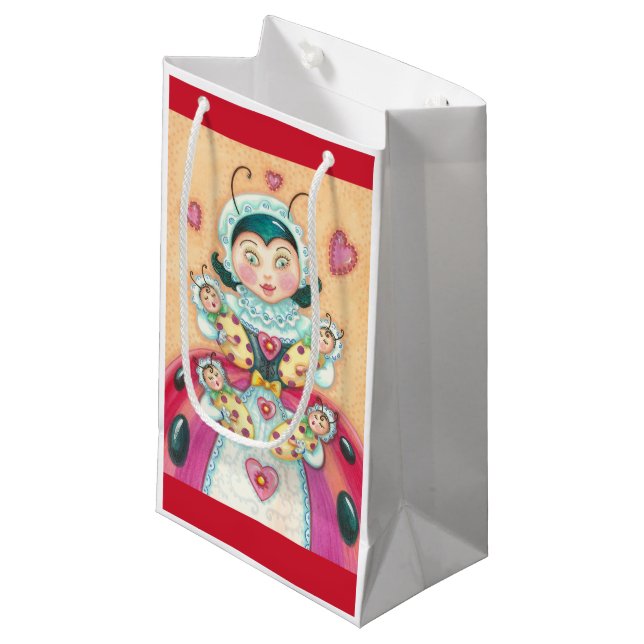 Sacola Para Presentes Pequena Baby Ladybugs Family GIFT BAG *Personalizar (Frente inclinada)