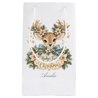 Sacola Para Presentes Pequena Babys erstes Weihnachten mit süßem Rehkitz