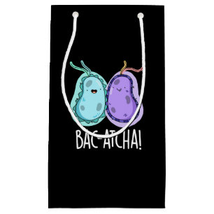 Sacola Para Presentes Pequena Bac-atcha Funny Bacteria Pun Dark BG