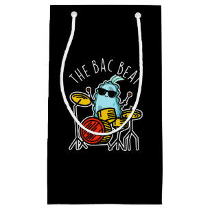 Sacola Para Presentes Pequena Bacteria Bac Beat Funny Drummer Pun Dark BG