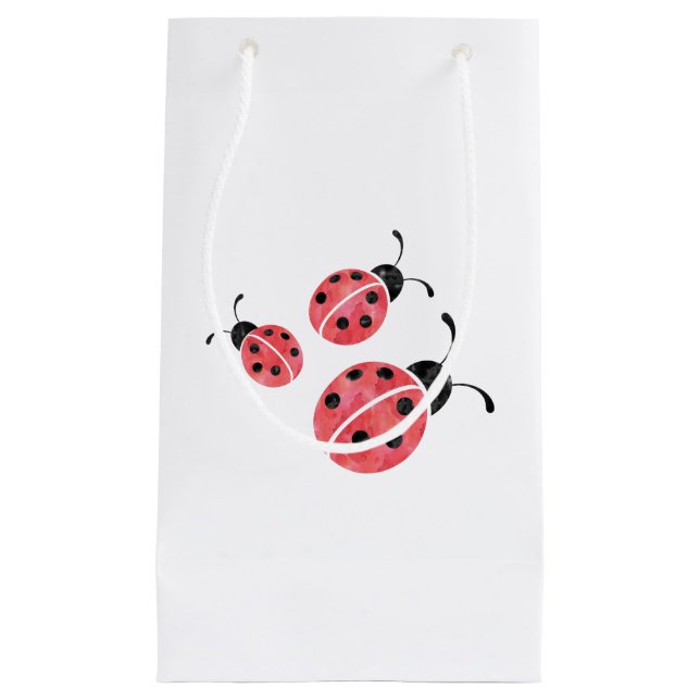 Sacola Para Presentes Pequena Bag de presentes de Ladybug de aquarela (Frente)