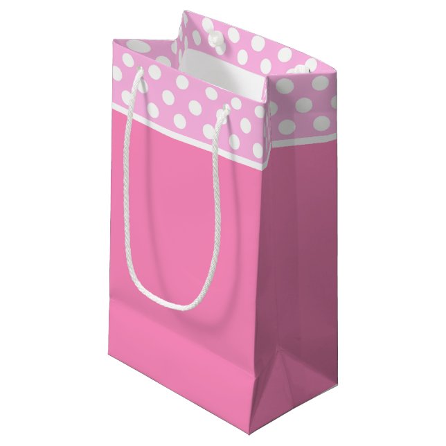 Sacola Para Presentes Pequena Bag de presentes do Bolinhas rosa (Frente inclinada)