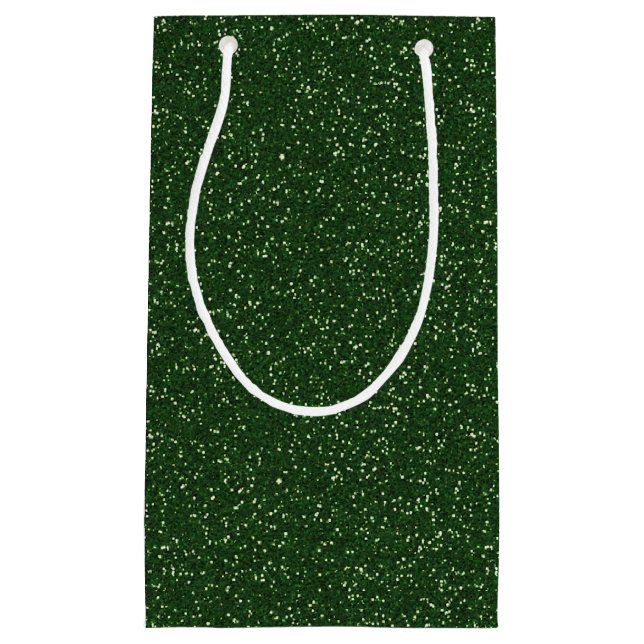 Sacola Para Presentes Pequena Bag Glitter Glitter Verde de Floresta Profunda (Frente)