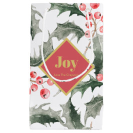 Sacola Para Presentes Pequena Bagas de presentes de Natal personalizadas Holly B