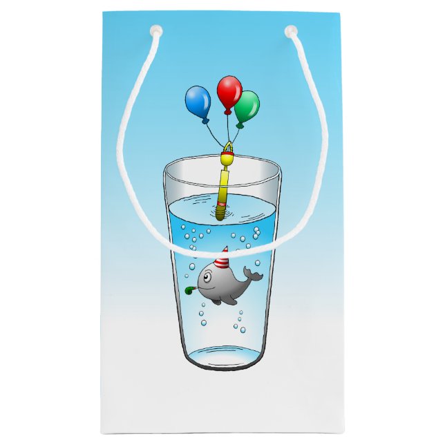 Sacola Para Presentes Pequena Baleia fofa pronta para festa (Verso)