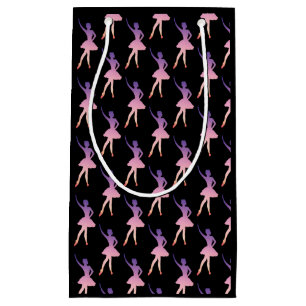 Sacola Para Presentes Pequena Ballerina silhueta rosa púrpura