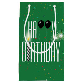 Sacola Para Presentes Pequena Balões de aniversário pretos e faíscas