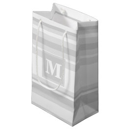 Sacola Para Presentes Pequena Banda de cinza leve monograma