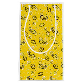 Sacola Para Presentes Pequena Bandana moderna cowboy ocidental amarelo diversão 