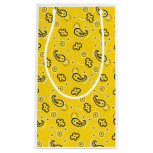 Sacola Para Presentes Pequena Bandana moderna cowboy ocidental amarelo diversão