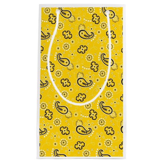 Sacola Para Presentes Pequena Bandana moderna cowboy ocidental amarelo diversão  (Frente)