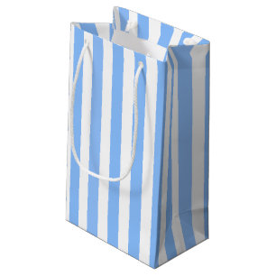 Sacola Para Presentes Pequena Bandas de doces brancas e azuis