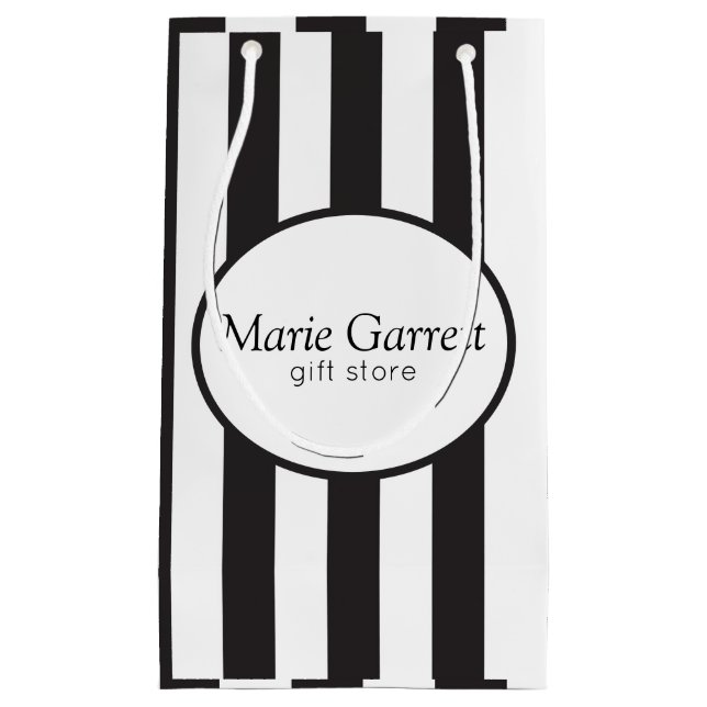 Sacola Para Presentes Pequena Bandas Negras Clássicas Personalizadas (Frente)