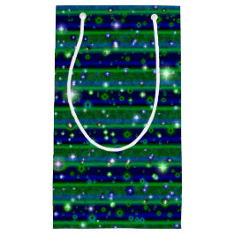 Sacola Para Presentes Pequena Bandas verdes azuis com estrelas e gotas de chuva