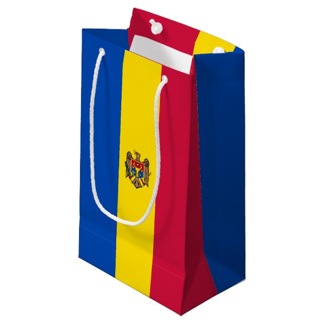 Sacola Para Presentes Pequena Bandeira da Moldávia (Frente inclinada)