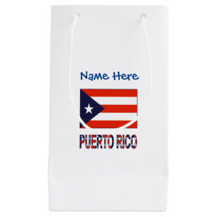 Sacola Para Presentes Pequena Bandeira de Porto Rico Personalização Azul