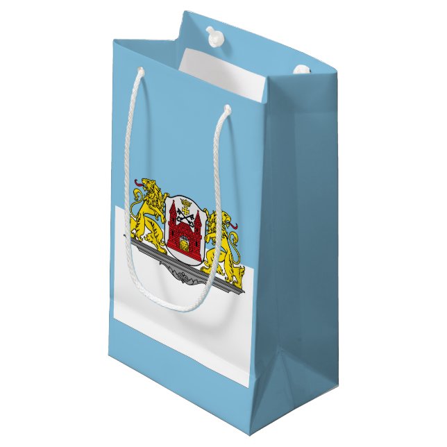 Sacola Para Presentes Pequena Bandeira de Riga, Letônia Pequena Bag para Present (Frente inclinada)