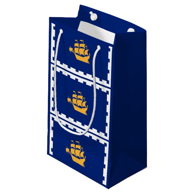 Sacola Para Presentes Pequena Bandeira do Pequeno Gift Bag da Cidade do Quebec (Frente inclinada)
