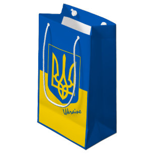 Sacola Para Presentes Pequena Bandeira ucraniana e festa de aniversário da Ucr