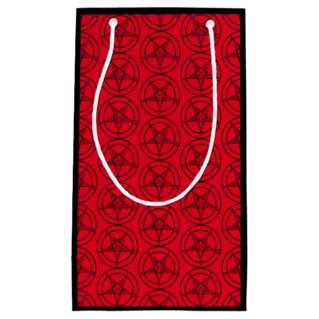 Sacola Para Presentes Pequena Baphomet Pentagram Satanic (Frente)
