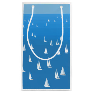 Sacola Para Presentes Pequena Barcos à vela no mar azul profundo - Barcos à vela