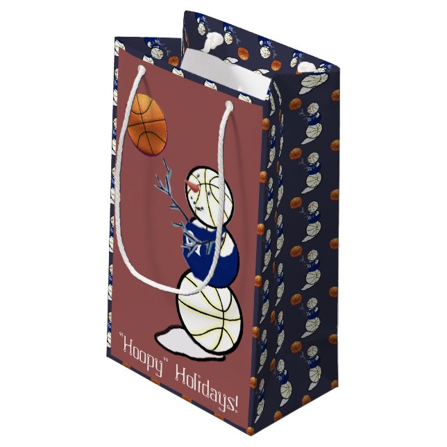 Sacola Para Presentes Pequena Basball Snowman Natal (Verso inclinado)