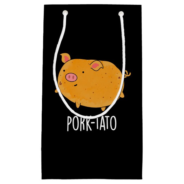 Sacola Para Presentes Pequena Batata Engraçada De Porco-Batata Negra BG (Frente)