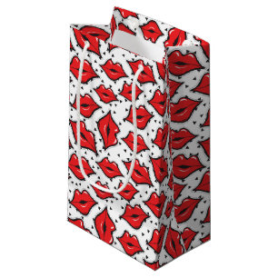 Sacola Para Presentes Pequena Batom do beijo dos lábios & distribuidor vermelho