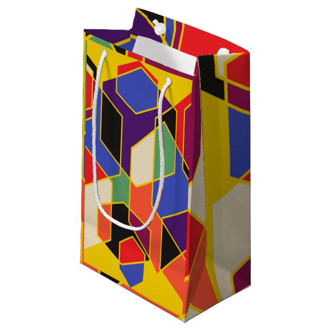 Sacola Para Presentes Pequena Bauhaus Hexágonos (Frente inclinada)