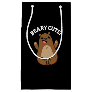 Sacola Para Presentes Pequena Beary Cute Teddy Bear Pun Dark BG