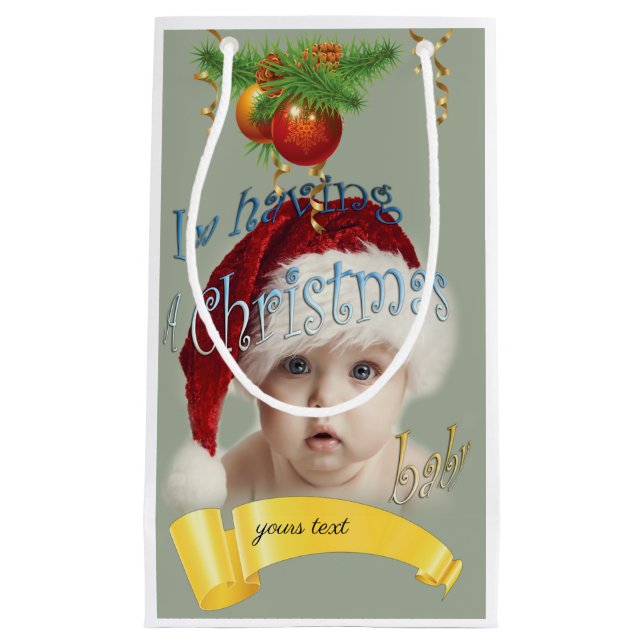 Sacola Para Presentes Pequena Bebê Natal (Frente)