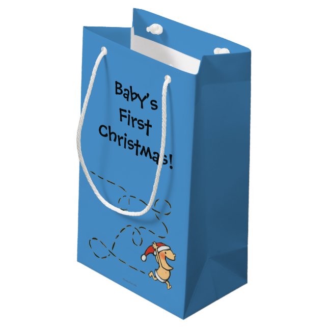 Sacola Para Presentes Pequena Bebê que funciona na manhã de Natal (Verso inclinado)