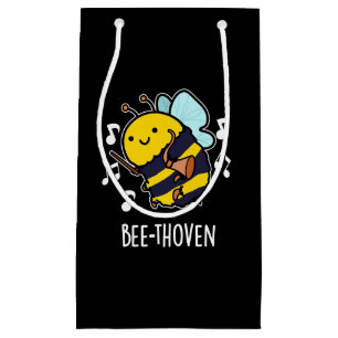 Sacola Para Presentes Pequena Bee Thoven Funny Music Bee Pun Dark BG